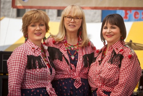 Mimi (Meagen Fay, left), Eileen (Shelley Long, center) and Ruth (Cindy Williams, right) are The Berry Bunch, an eager group dedicated to planning the best Strawberry Festival in their small farming town.
Photo:  Copyright 2012 Crown Media Holdings, Inc./Photographer Alexx Henry