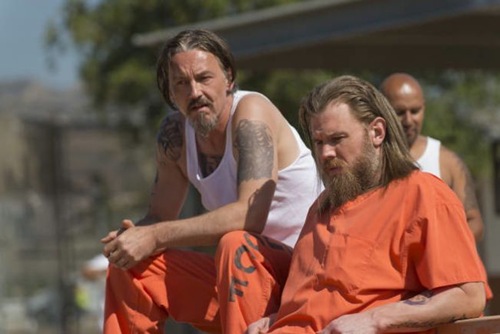 SONS OF ANARCHY Laying Pipe -- Episode 503 (Airs Tuesday, September 25, 10:00 pm e/p) -- Pictured: (L-R) Tommy Flanagan as Filip 'Chibs' Telford, Ryan Hurst as Ryan 'Opie' Winston -- CR: Prashant Gupta/FX