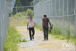 Rick Grimes (Andrew Lincoln) and Daryl Dixon (Norman Reedus) - The Walking Dead - Season 3, Episode 4 - Photo Credit: Gene Page/AMC