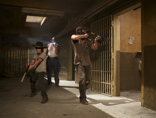 Carl Grimes (Chandler Riggs), Oscar (Vincent Ward) and Daryl Dixon (Norman Reedus) - The Walking Dead - Season 3, Episode 6 - Photo Credit: Blake Tyers
