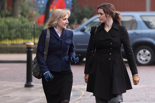 2011
SCOTT AND BAILEY
EPISODE 5

Scott & Bailey is a new six-part series that explores the personal and professional lives of Detective Constable Rachel Bailey (Suranne Jones) and Detective Constable Janet Scott (Lesley Sharp). 
The two women are members of Manchester Metropolitan Police’s Major Incident Team, whose task is to track down killers. They enjoy a warm, engaging, robust friendship.

Pictured : SURANNE JONES as DC Rachel Bailey and LESLEY SHARP as DC Janet Scott.

Photographer: Matt Squire.

This photograph is (C) ITV Plc and can only be reproduced for editorial purposes directly in connection with the programme or event mentioned above, or ITV plc. Once made available by ITV plc Picture Desk, this photograph can be reproduced once only up until the transmission [TX] date and no reproduction fee will be charged. Any subsequent usage may incur a fee. This photograph must not be manipulated [excluding basic  cropping] in a manner which alters the visual appearance of the person photographed deemed detrimental or inappropriate by ITV plc Picture Desk.  This photograph must not be syndicated to any other company, publication or website, or permanently archived, without the express written permission of ITV Plc Picture Desk.
