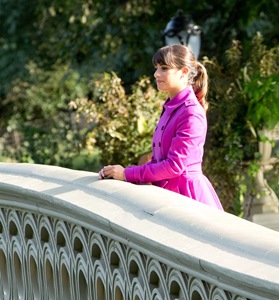 Lea Michele on location with "Glee" in Central Park, NYC