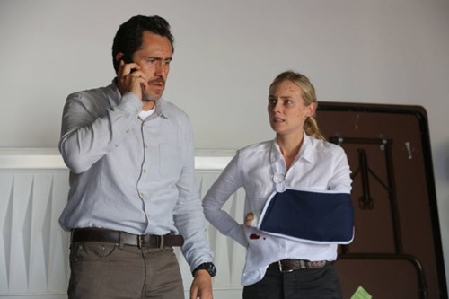 THE BRIDGE - "Old Friends" - Episode 10 (Airs, Wednesday, September 11, 10:00 pm e/p) Pictured: (L-R) Demian Bichir as Marco Ruiz, Diane Kruger as Sonya Cross. CR: Byron Cohen/FX Network
