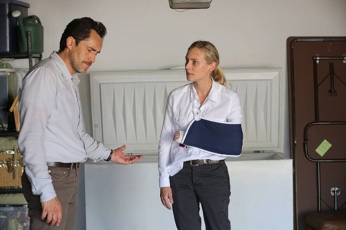 THE BRIDGE - "Old Friends" - Episode 10 (Airs, Wednesday, September 11, 10:00 pm e/p) Pictured: (L-R) Demian Bichir as Marco Ruiz, Diane Kruger as Sonya Cross. CR: Byron Cohen/FX Network