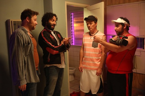 THE LEAGUE Rafi and Dirty Randy -- Episode 504 -- Airs Wednesday, September 25, 10:30 pm e/p) -- Pictured: (L-R) Seth Rogan as Dirty Randy, Jason Mantzoukas as Rafi, Andrew Daly as Ethan, David Krumholtz as Joel -- CR: Patrick McElhenney/FXX
