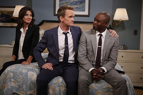 "Coming Back" -- The wedding weekend is here! Robin (Cobie Smulders) and Barney (Neil Patrick Harris) share a  moment with James (Wayne Brady) before the chaos begins. The ninth season of HOW I MET YOUR MOTHER premieres with a special one-hour episode, Monday, Sept. 23 (8:00-9:00 PM, ET/PT) on the CBS Television Network. Photo: Cliff Lipson/CBS ÃÂ© 2013 CBS Broadcasting, Inc. All Rights Reserved.