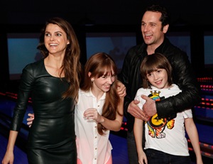 Keri Russell, Holly Taylor, Matthew Rhys, and Keidrich Sellati arrive at the FX Ad Sales 2013 Upfront at Lucky Strike Bowl on March 28, 2013 in New York, New York. (Photo Amy Sussman/PictureGroup) 