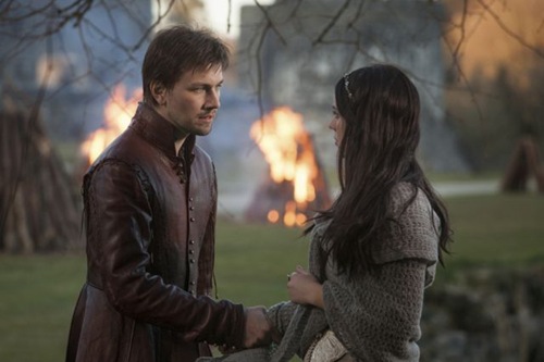 Reign -- "Pilot" -- Image Number: RE100a_216r.jpg -- Pictured (L-R): Torrance Coombs as Bash and Adelaide Kane as Mary, Queen of Scots -- Photo: Joss Barratt/The CW -- &copy; 2013 The CW Network, LLC. All rights reserved. 