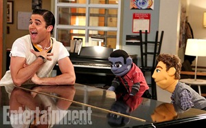 GLEE: Blaine (Darren Criss, L) performs with his "Jake" and "Will" puppets in the "Puppet Master" episode of GLEE airing Thursday, Nov. 28 (9:00-10:00 PM ET/PT) on FOX. ©2013 Fox Broadcasting Co. CR: Mike Yarish/FOX