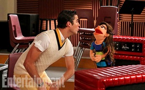 GLEE: Blaine (Darren Criss, L) performs with his "Tina" puppet in the "Puppet Master" episode of GLEE airing Thursday, Nov. 28 (9:00-10:00 PM ET/PT) on FOX. ©2013 Fox Broadcasting Co. CR: Mike Yarish/FOX