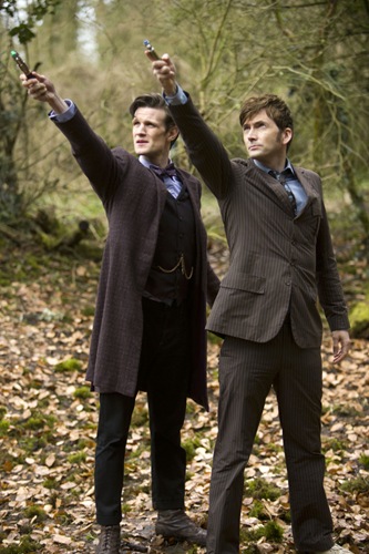 Picture shows; MATT SMITH as the Eleventh Doctor and DAVID TENNANT as the Tenth Doctor in the 50th Anniversary Special - The Day of the Doctor