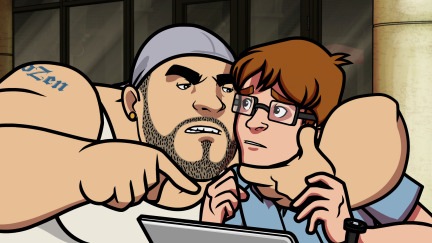 CHOZEN: Episode 1, Season 1 "Pilot" (airing Monday, January 13, 10:30 pm e/p). An aspiring rapper tries to get his life back on track after being released from prison. Written by Grant Dekernion. Pictured: (L-R) Chozen (voice of Bobby Moynihan), Troy (voice of Nick Swardson). FX Network 