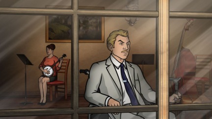 ARCHER: Episode 2, Season 5 "Archer Vice: A Kiss While Dying"" (airing Monday, January 20, 10:00 pm e/p). Archer, Pam and Lana travel to Miami to visit some old friends. It's a fondue party!  Written by Adam Reed. Pictured: (L-R) Cheryl Tunt (voice of Judy Greer) Ray Gillette (voice of Adam Reed). FX Network 