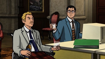 ARCHER: Episode 2, Season 5 "Archer Vice: A Kiss While Dying"" (airing Monday, January 20, 10:00 pm e/p). Archer, Pam and Lana travel to Miami to visit some old friends. It's a fondue party!  Written by Adam Reed. Pictured: (L-R) Ray Gillette (voice of Adam Reed), Cyril Figgis (voice of Chris Parnell). FX Network 