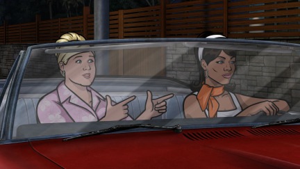 ARCHER: Episode 2, Season 5 "Archer Vice: A Kiss While Dying"" (airing Monday, January 20, 10:00 pm e/p). Archer, Pam and Lana travel to Miami to visit some old friends. It's a fondue party!  Written by Adam Reed. Pictured: (L-R) Pam Poovey (voice of Amber Nash), Lana Kane (voice of Aisha Tyler). FX Network 