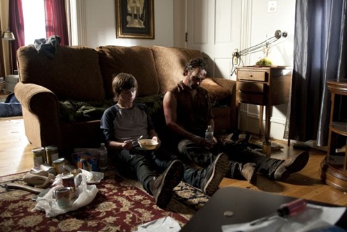 Carl Grimes (Chandler Riggs) and Rick Grimes (Andrew Lincoln) - The Walking Dead _ Season 4, Episode 9 - Photo Credit: Gene Page/AMC