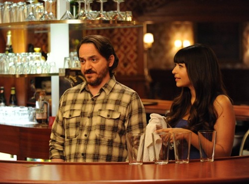 NEW GIRL:  Mike (guest star Ben Falcone, L) questions a bar patron's age as Cece (Hannah Simone, L) looks on in the "Fired Up" episode of NEW GIRL airing Tuesday, March 11 (9:00-9:30 PM ET/PT) on FOX.  ©2014 Fox Broadcasting Co.  Cr:  Ray Mickshaw/FOX