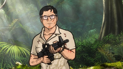 ARCHER: Episode 8, Season 5 "Archer Vice: Rules of Extraction" (airing Monday, March 17, 10:00 pm e/p). Archer, Ray and Cyril raft down a crocodile-filled river while Lana and Pam plan a spa day for Malory. Written by Adam Reed. Pictured: Cyril Figgis (voice of Chris Parnell). FX Network 